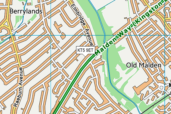 KT5 9ET map - OS VectorMap District (Ordnance Survey)
