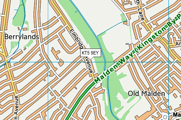 KT5 9EY map - OS VectorMap District (Ordnance Survey)