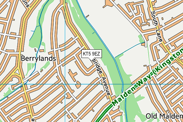 KT5 9EZ map - OS VectorMap District (Ordnance Survey)
