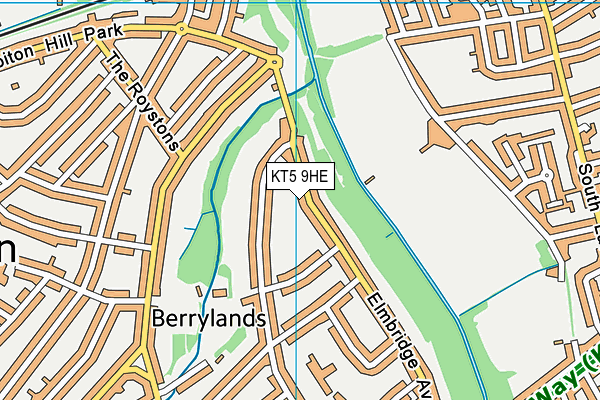 KT5 9HE map - OS VectorMap District (Ordnance Survey)