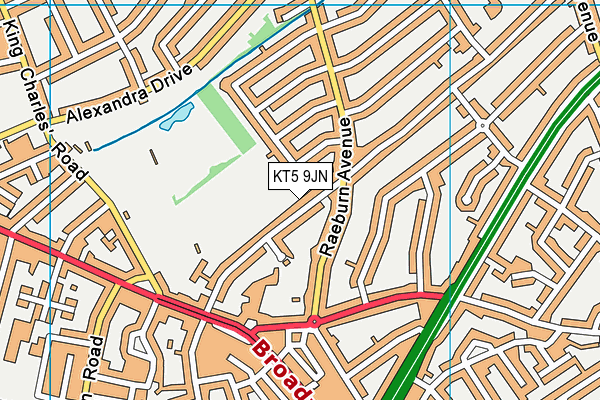 KT5 9JN map - OS VectorMap District (Ordnance Survey)