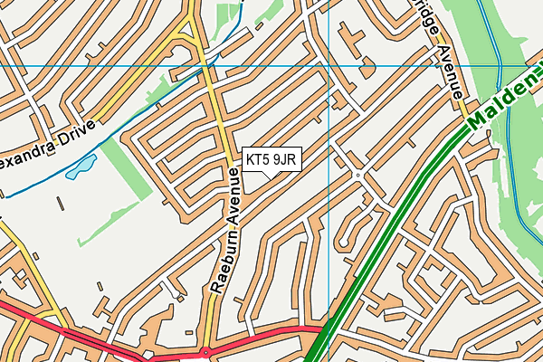 KT5 9JR map - OS VectorMap District (Ordnance Survey)