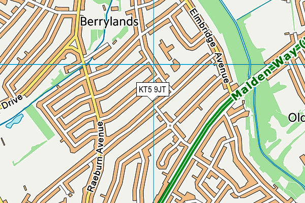 KT5 9JT map - OS VectorMap District (Ordnance Survey)