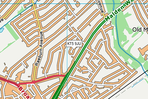 KT5 9JU map - OS VectorMap District (Ordnance Survey)