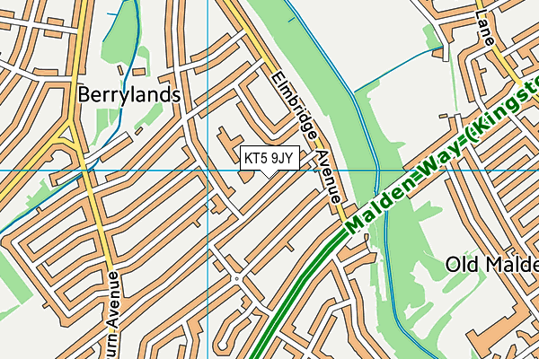 KT5 9JY map - OS VectorMap District (Ordnance Survey)