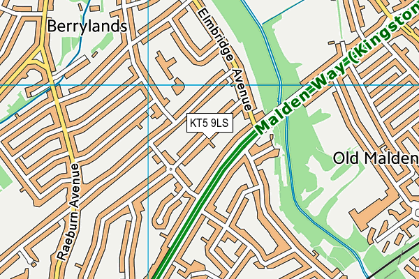 KT5 9LS map - OS VectorMap District (Ordnance Survey)