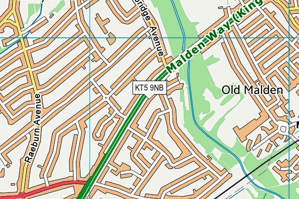 KT5 9NB map - OS VectorMap District (Ordnance Survey)