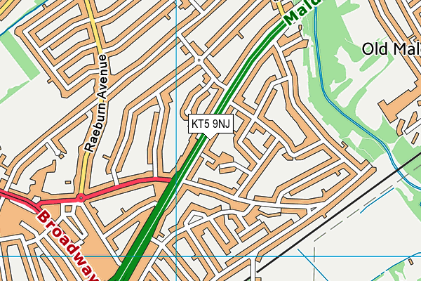 KT5 9NJ map - OS VectorMap District (Ordnance Survey)