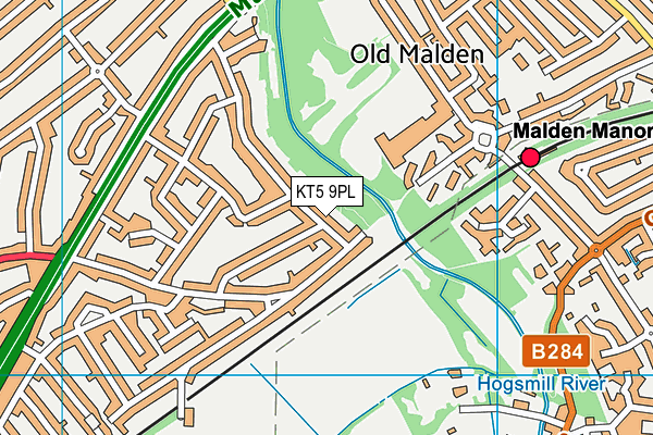 KT5 9PL map - OS VectorMap District (Ordnance Survey)