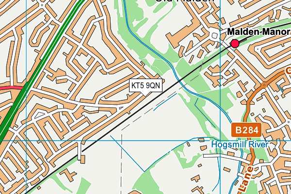 KT5 9QN map - OS VectorMap District (Ordnance Survey)