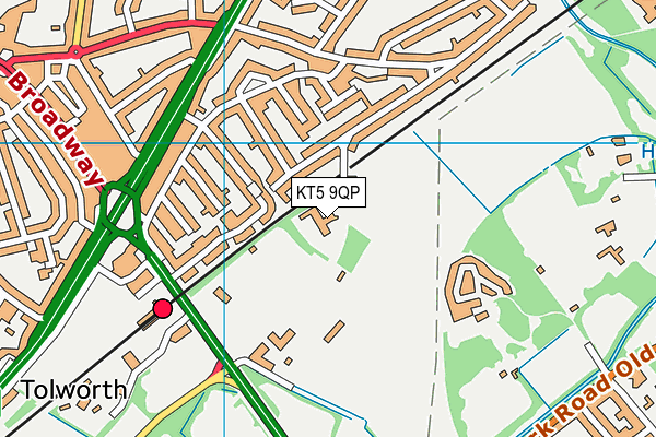 KT5 9QP map - OS VectorMap District (Ordnance Survey)