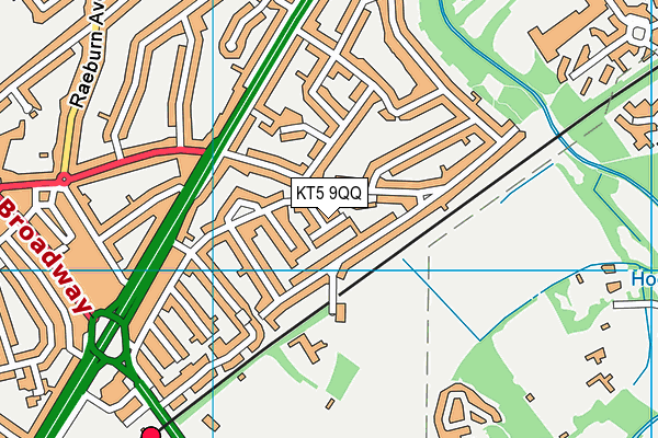 KT5 9QQ map - OS VectorMap District (Ordnance Survey)