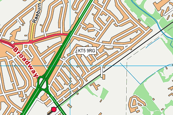 KT5 9RG map - OS VectorMap District (Ordnance Survey)