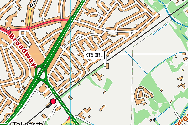 KT5 9RL map - OS VectorMap District (Ordnance Survey)