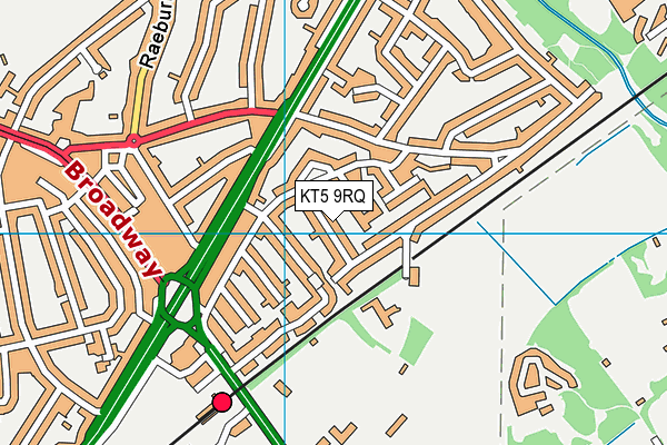 KT5 9RQ map - OS VectorMap District (Ordnance Survey)