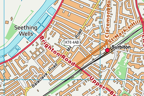 KT6 4AB map - OS VectorMap District (Ordnance Survey)