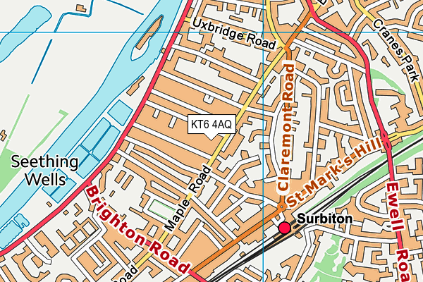 KT6 4AQ map - OS VectorMap District (Ordnance Survey)