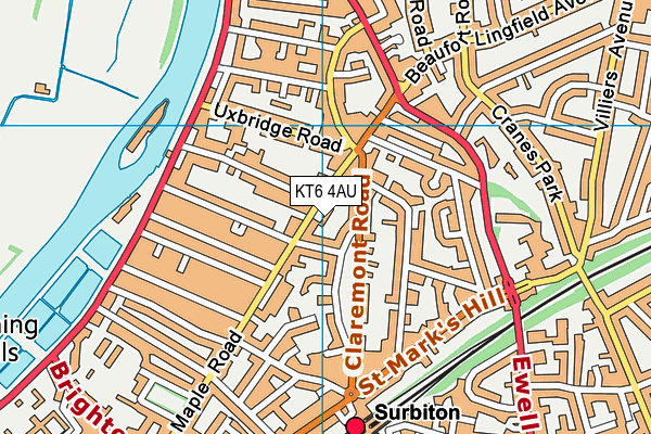 KT6 4AU map - OS VectorMap District (Ordnance Survey)