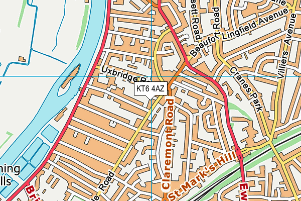 KT6 4AZ map - OS VectorMap District (Ordnance Survey)