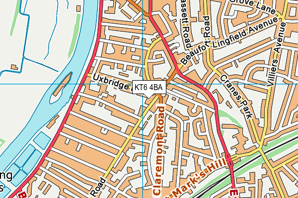 KT6 4BA map - OS VectorMap District (Ordnance Survey)