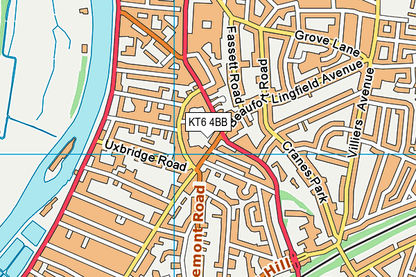 KT6 4BB map - OS VectorMap District (Ordnance Survey)