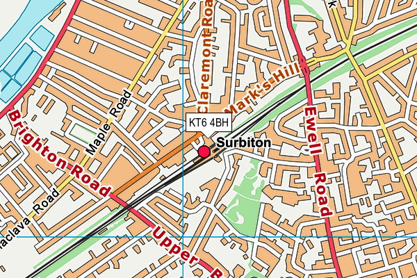 KT6 4BH map - OS VectorMap District (Ordnance Survey)