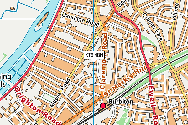 KT6 4BN map - OS VectorMap District (Ordnance Survey)