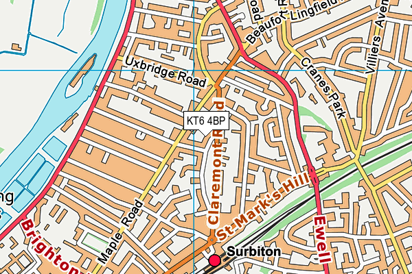 KT6 4BP map - OS VectorMap District (Ordnance Survey)