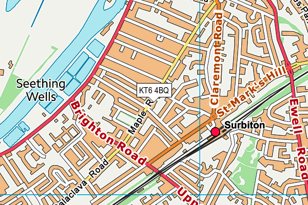 KT6 4BQ map - OS VectorMap District (Ordnance Survey)