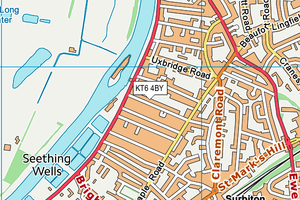 KT6 4BY map - OS VectorMap District (Ordnance Survey)