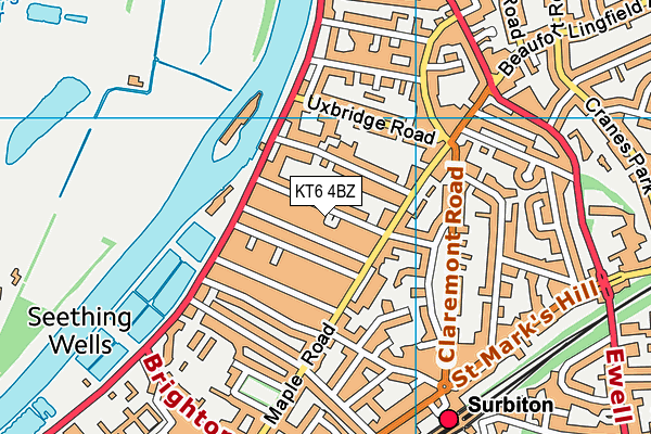 KT6 4BZ map - OS VectorMap District (Ordnance Survey)