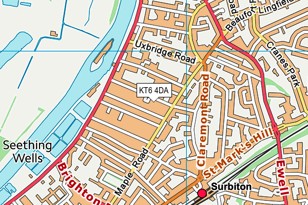 KT6 4DA map - OS VectorMap District (Ordnance Survey)