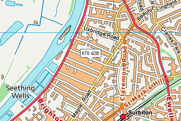 KT6 4DB map - OS VectorMap District (Ordnance Survey)