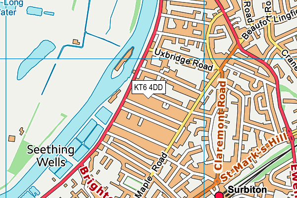 KT6 4DD map - OS VectorMap District (Ordnance Survey)