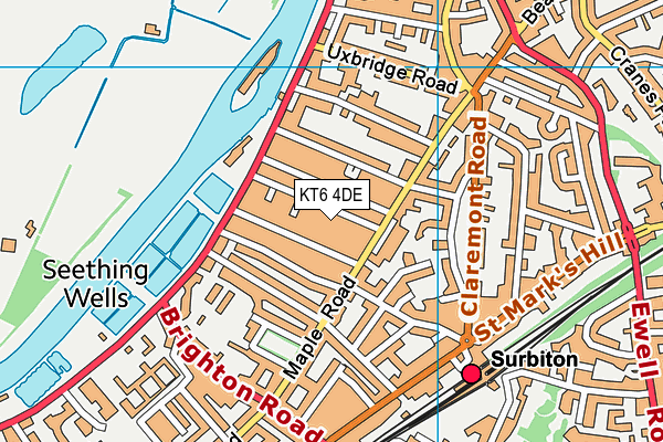 KT6 4DE map - OS VectorMap District (Ordnance Survey)