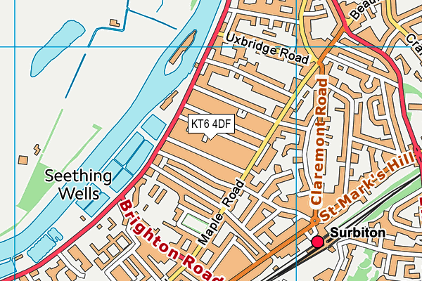 KT6 4DF map - OS VectorMap District (Ordnance Survey)