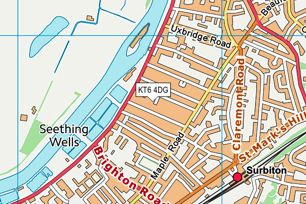 KT6 4DG map - OS VectorMap District (Ordnance Survey)