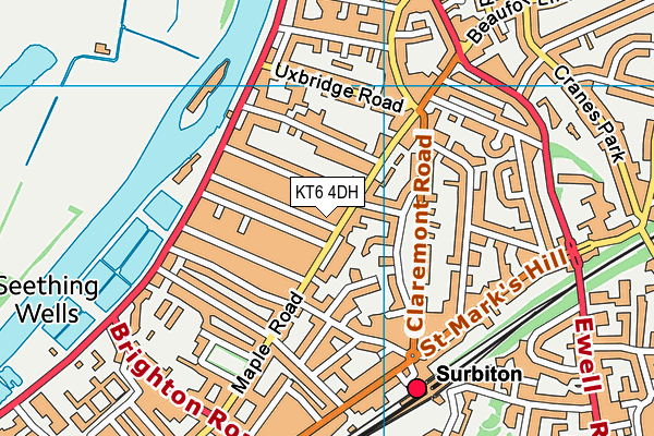 KT6 4DH map - OS VectorMap District (Ordnance Survey)