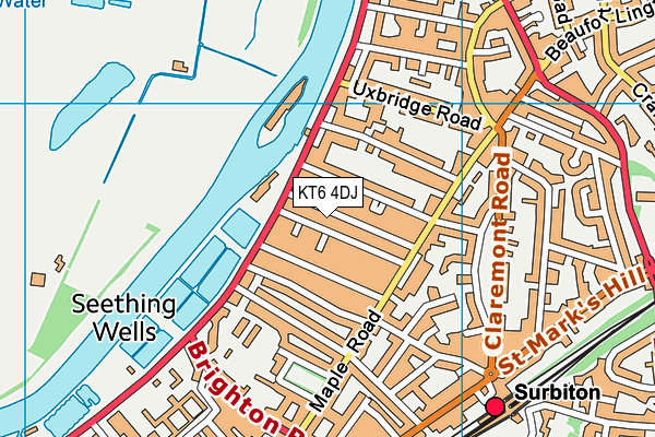 KT6 4DJ map - OS VectorMap District (Ordnance Survey)