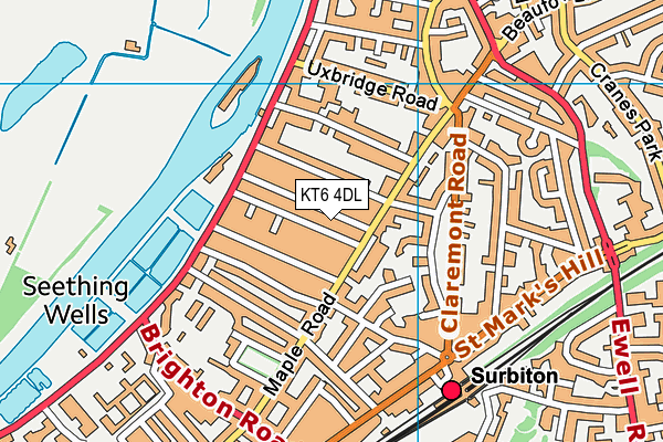 KT6 4DL map - OS VectorMap District (Ordnance Survey)