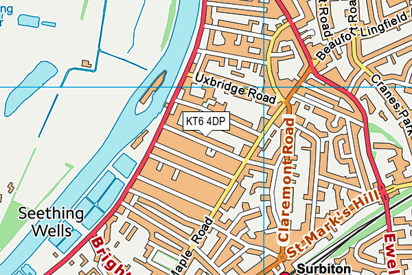 KT6 4DP map - OS VectorMap District (Ordnance Survey)