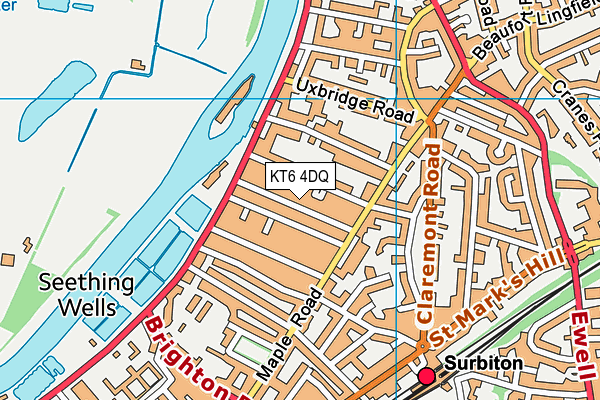 KT6 4DQ map - OS VectorMap District (Ordnance Survey)