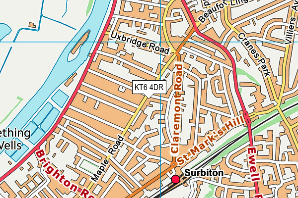 KT6 4DR map - OS VectorMap District (Ordnance Survey)