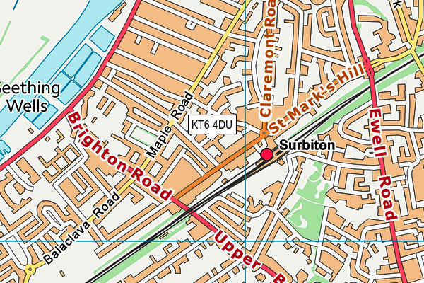 KT6 4DU map - OS VectorMap District (Ordnance Survey)