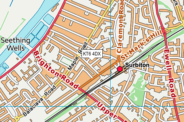 KT6 4DX map - OS VectorMap District (Ordnance Survey)