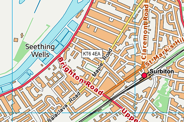 KT6 4EA map - OS VectorMap District (Ordnance Survey)