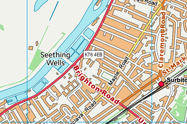 KT6 4EB map - OS VectorMap District (Ordnance Survey)