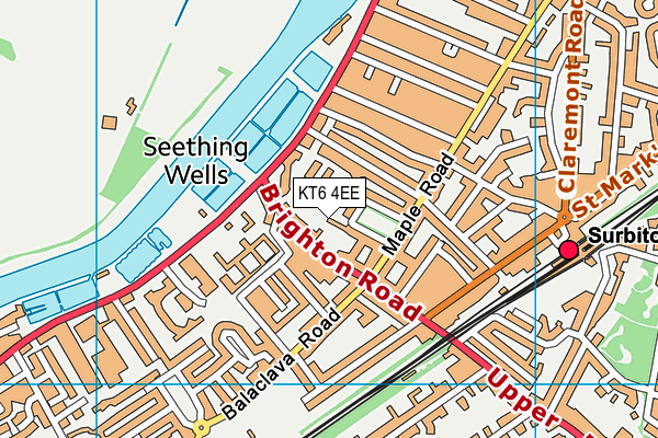 KT6 4EE map - OS VectorMap District (Ordnance Survey)