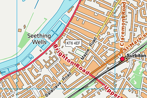 KT6 4EF map - OS VectorMap District (Ordnance Survey)