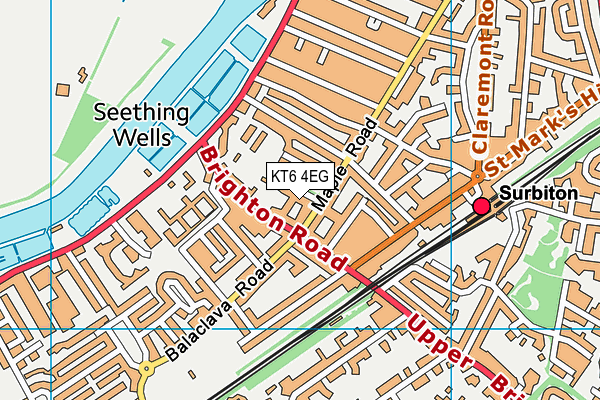 KT6 4EG map - OS VectorMap District (Ordnance Survey)